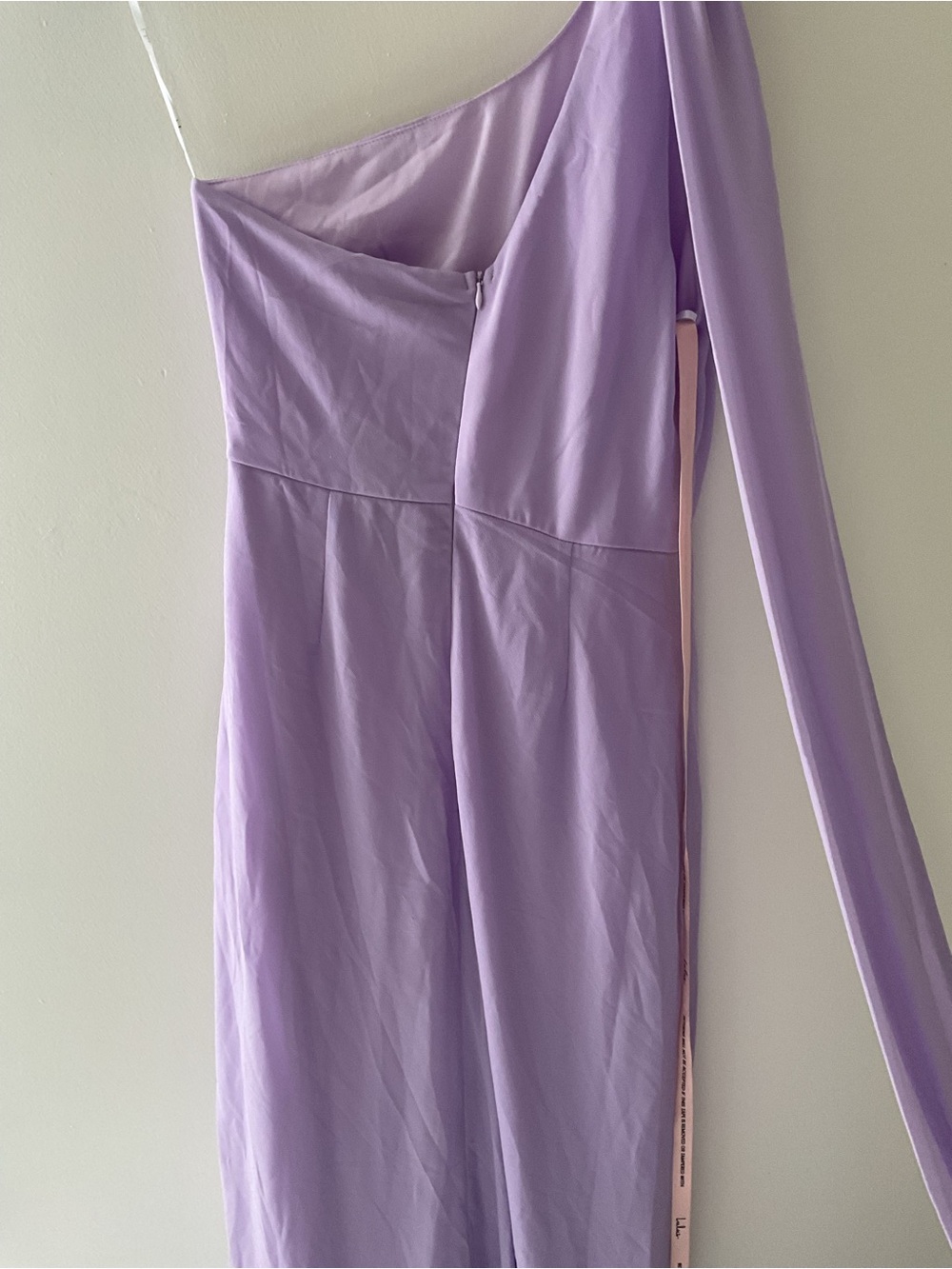 Lulus Adeline Lavender One-Shoulder Scarf Column Ruched Chiffon Maxi Dress M - Picture 8 of 13